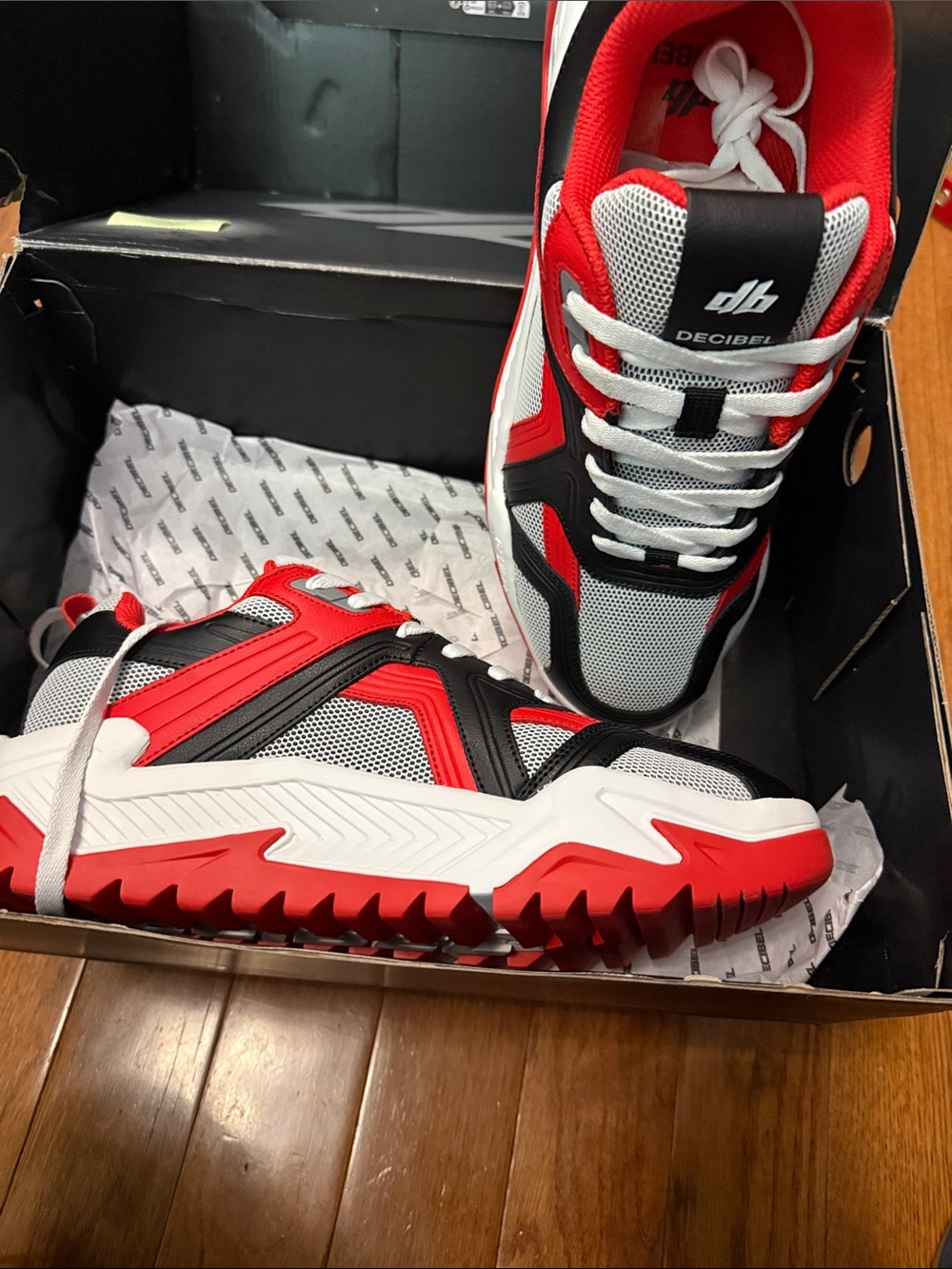 Decibel Men's Red Black White Athletic Sneakers